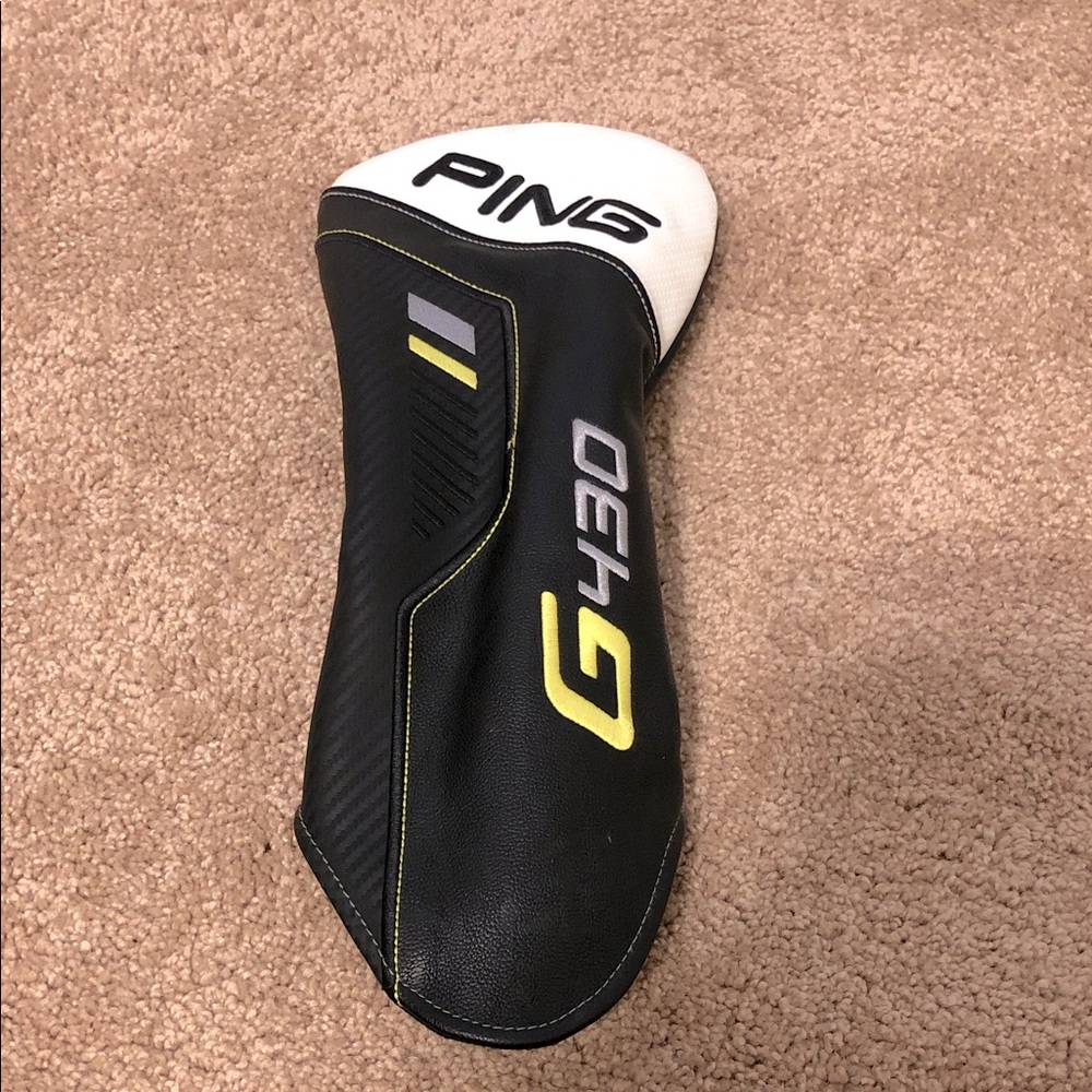 Ping G430 Driver Black and White Leather Headcover with Yellow Accents